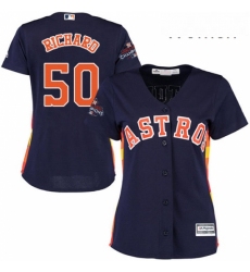 Womens Majestic Houston Astros 50 JR Richard Authentic Navy Blue Alternate 2017 World Series Champions Cool Base MLB Jersey