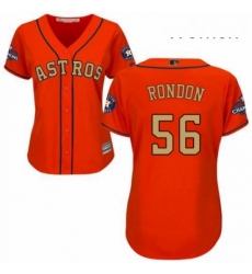 Womens Majestic Houston Astros 56 Hector Rondon Authentic Orange Alternate 2018 Gold Program Cool Base MLB Jersey 