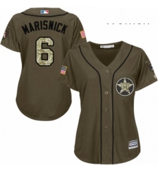 Womens Majestic Houston Astros 6 Jake Marisnick Authentic Green Salute to Service MLB Jersey 