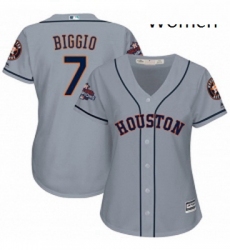 Womens Majestic Houston Astros 7 Craig Biggio Replica Grey Road 2017 World Series Champions Cool Base MLB Jersey