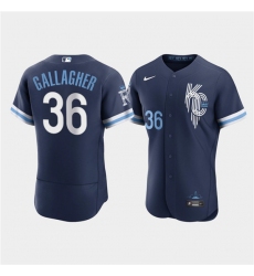 Men Kansas City Royals 36 Cam Gallagher 2022 Navy City Connect Flex Base Stitched MLB jersey