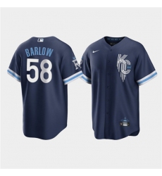 Men Kansas City Royals 58 Scott Barlow 2022 Navy City Connect Cool Base Stitched jersey