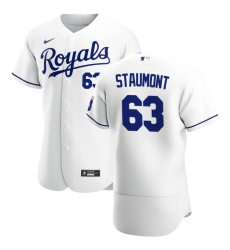 Men Kansas City Royals 63 Josh Staumont Men Nike White Home 2020 Flex Base Player MLB Jersey