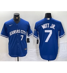 Men Kansas City Royals 7 Bobby Witt Jr  Royal Cool Base Stitched Baseball Jersey 1