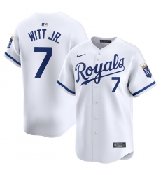 Men Kansas City Royals 7 Bobby Witt Jr  White 2024 Home Limited Stitched Baseball Jersey