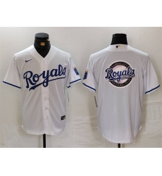 Men Kansas City Royals White Team Big Logo Cool Base Stitched Jersey 1
