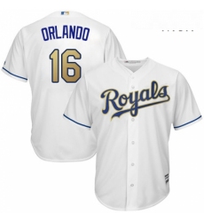 Mens Majestic Kansas City Royals 16 Paulo Orlando Replica White Home Cool Base MLB Jersey