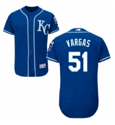 Mens Majestic Kansas City Royals 51 Jason Vargas Blue Flexbase Authentic Collection MLB Jersey