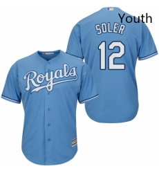 Youth Majestic Kansas City Royals 12 Jorge Soler Replica Light Blue Alternate 1 Cool Base MLB Jersey