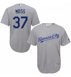 Youth Majestic Kansas City Royals 37 Brandon Moss Authentic Grey Road Cool Base MLB Jersey