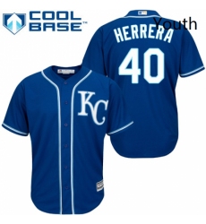 Youth Majestic Kansas City Royals 40 Kelvin Herrera Replica Blue Alternate 2 Cool Base MLB Jersey