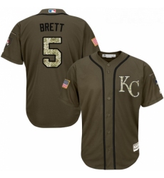 Youth Majestic Kansas City Royals 5 George Brett Authentic Green Salute to Service MLB Jersey