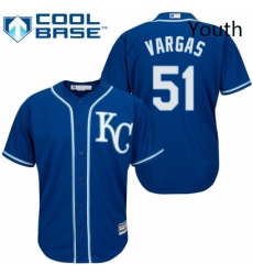 Youth Majestic Kansas City Royals 51 Jason Vargas Replica Blue Alternate 2 Cool Base MLB Jersey 