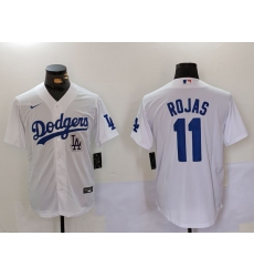 Men Los Angeles Dodgers 11 Miguel Rojas White Cool Base Stitched Baseball Jersey 6