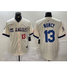 Men Los Angeles Dodgers 13 Max Muncy Cream Stitched Baseball Jersey 6