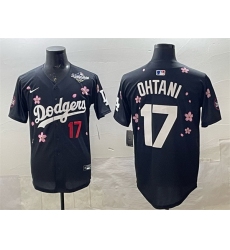 Men Los Angeles Dodgers 17 Shohei Ohtani Black 2025 World Series Patch Tokyo Series Limited Stitched Baseball Jersey