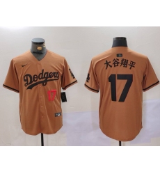 Men Los Angeles Dodgers 17  Shohei Ohtani Brown Cool Base Stitched Baseball Jersey  10