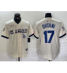 Men Los Angeles Dodgers 17 Shohei Ohtani Cream Stitched Baseball Jersey 6 I