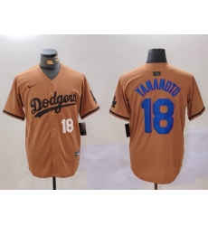 Men Los Angeles Dodgers 18 Yoshinobu Yamamoto Brown Cool Base Stitched Baseball Jersey 5