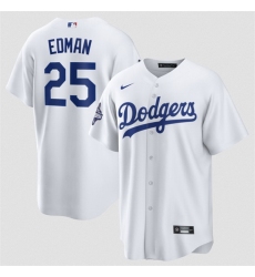 Men Los Angeles Dodgers 25 Tommy Edman White 2025 World Series Champions Patch Cool Base Stitched Baseball Jersey