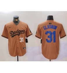 Men Los Angeles Dodgers 31 Tyler Glasnow Brown Cool Base Stitched Baseball Jersey 5