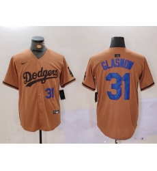 Men Los Angeles Dodgers 31 Tyler Glasnow Brown Cool Base Stitched Baseball Jersey 7