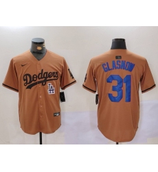 Men Los Angeles Dodgers 31 Tyler Glasnow Brown Cool Base Stitched Baseball Jersey