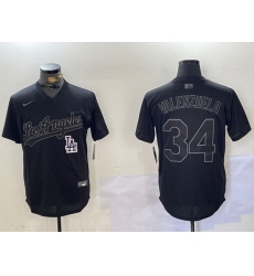 Men Los Angeles Dodgers 34 Black Cool Base Stitched Baseball Jersey 2