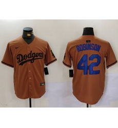 Men Los Angeles Dodgers 42  Jackie Robinson Brown Cool Base Stitched Baseball Jersey 6