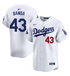 Men Los Angeles Dodgers 43 Anthony banda White 2024 World Series Stitched Baseball Jersey