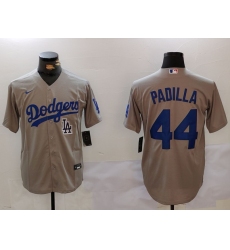 Men Los Angeles Dodgers 44 Vicente Padilla Grey Cool Base Stitched Baseball Jersey 7