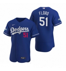 Men Los Angeles Dodgers 51 Dylan Floro Royal 2020 World Series Champions Flex Base Jersey