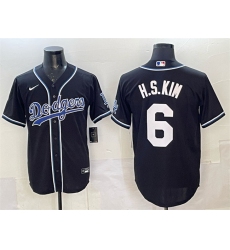 Men Los Angeles Dodgers 6 H S Kim Black Cool Base Stitched Baseball Jersey Men Los Angeles Dodgers 6 H S Kim Black Cool Base Stitched Baseball Jersey