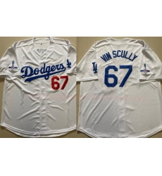 Men Los Angeles Dodgers 67 Vin Scully White Throwback 1950 2016 Jersey