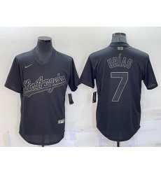 Men Los Angeles Dodgers 7 Julio Ur EDas Black Stitched Baseball Jersey