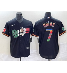 Men Los Angeles Dodgers 7 Julio Urias New Black Mexico Cool Base Stitched JerseyS