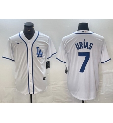 Men Los Angeles Dodgers 7 Julio Urias New White Cool Base Stitched Baseball Jersey II