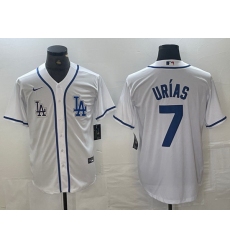 Men Los Angeles Dodgers 7 Julio Urias White Cool Base Stitched Baseball Jersey II