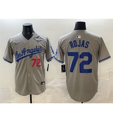 Men Los Angeles Dodgers 72 Miguel Rojas Grey 2025 World Series Patch Limited Stitched Baseball Jersey