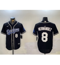 Men Los Angeles Dodgers 8 Enrique Hernandez Black 2024 World Series Cool Base Stitched Baseball Jersey 9