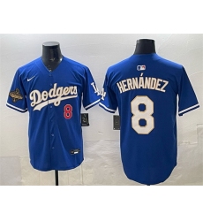 Men Los Angeles Dodgers 8 Enrique Hernandez Royal 2025 World Series Champions Patch Limited Stitched Baseball Jersey