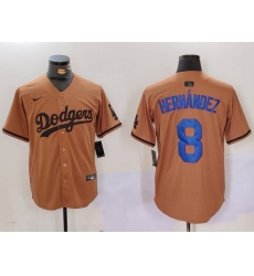 Men Los Angeles Dodgers 8 Kik E9 Hernandez Brown Cool Base Stitched Baseball Jersey 7