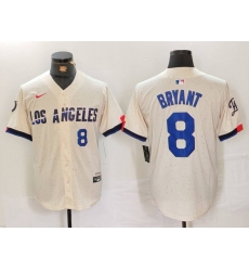 Men Los Angeles Dodgers 8 Kobe Bryant Cream Stitched Baseball Jersey 4
