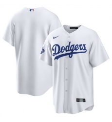 Men Los Angeles Dodgers Blank White 2025 World Series Champions Patch Cool Base Stitched Baseball Jersey