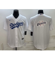 Men Los Angeles Dodgers White Team Big Logo Cool Base Stitched Baseball Jersey