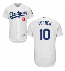 Mens Majestic Los Angeles Dodgers 10 Justin Turner White Home Flex Base Authentic Collection MLB Jersey