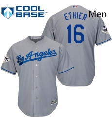 Mens Majestic Los Angeles Dodgers 16 Andre Ethier Replica Grey Road 2017 World Series Bound Cool Base MLB Jersey