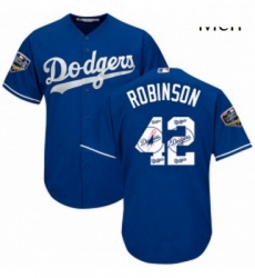 Mens Majestic Los Angeles Dodgers 42 Jackie Robinson Authentic Royal Blue Team Logo Fashion Cool Base 2018 World Series MLB Jersey