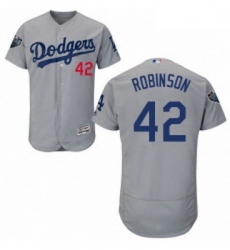 Mens Majestic Los Angeles Dodgers 42 Jackie Robinson Gray Alternate Flex Base Collection 2018 World Series Jersey 2