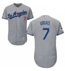 Mens Majestic Los Angeles Dodgers 7 Julio Urias Authentic Grey Road 2017 World Series Bound Flex Base Jerseys